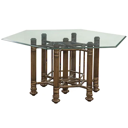 Makira Dining Table with Hexagon Glass Table Top